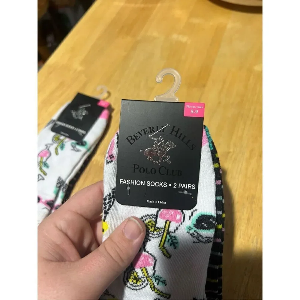 Beverly Hills Polo Club Drinks & Polka Dot Woman’s Fashion Socks NEW Size 5-9